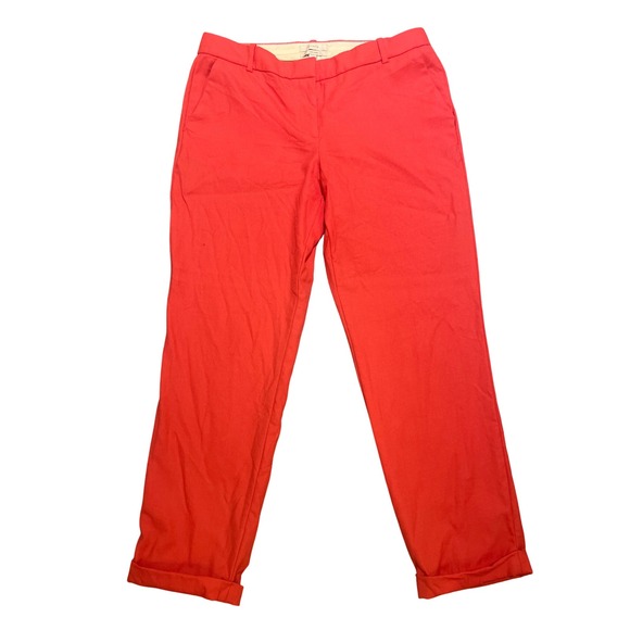 J. Crew Cafe Capri Pants Women's Size 6 Coral Red 100% Wool Cuffed Career Chic - Picture 1 of 14